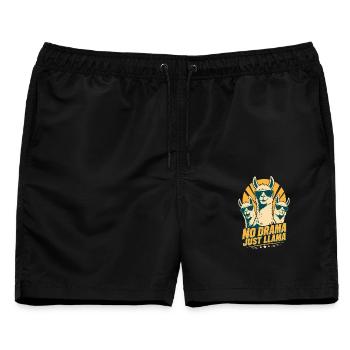 No Prob Llama Horror Retro Design - Männer Badeshorts - Schwarz - Vorne - AI Model Male 178 light (178cm)