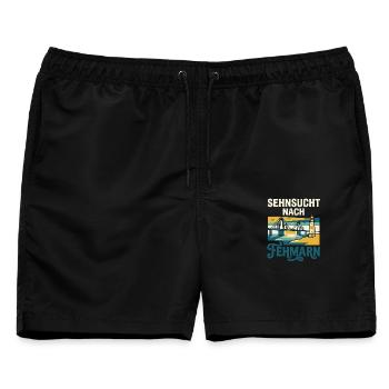 Fehmarn Sehnsucht - Männer Badeshorts - Schwarz - Vorne - AI Model Male 178 light (178cm)