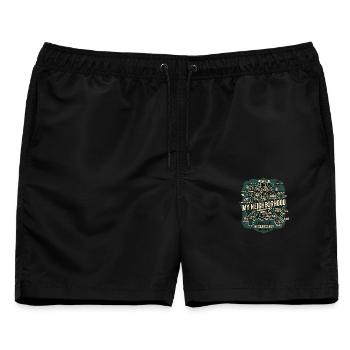 Mannheim Neckarstadt - Männer Badeshorts - Schwarz - Vorne - AI Model Male 178 light (178cm)