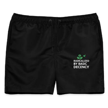 Radicalized By Basic Decency Statement shirt decal - Männer Badeshorts - Schwarz - Vorne - AI Model Male 178 light (178cm)
