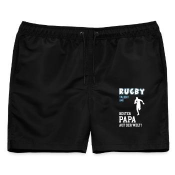 Rugby Bester Papa Vater Vatertag Geburtstag - Männer Badeshorts - Schwarz - Vorne - AI Model Male 178 light (178cm)