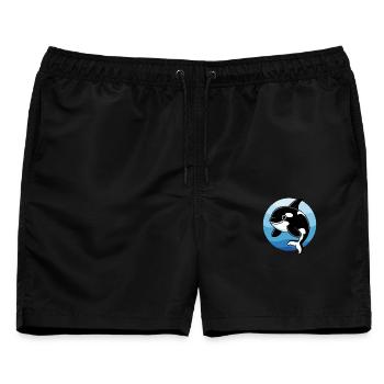 Niedlicher Orca Cartoon Verspielter Schwertwal Im - Männer Badeshorts - Schwarz - Vorne - AI Model Male 178 light (178cm)