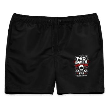 Pro Gamer One Shot Design - Männer Badeshorts - Schwarz - Vorne - AI Model Male 178 light (178cm)