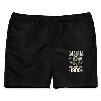 Vintage-Grammophon aus dem 20. Jahrhundert - Männer Badeshorts - Schwarz - Vorne - AI Model Male 178 light (178cm)