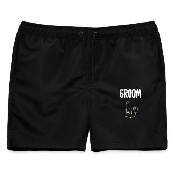 Edgy Bräutigam-Ring - Männer Badeshorts - Schwarz - Vorne - AI Model Male 178 light (178cm)