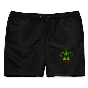 Pull-or-Quit-Arena-Krieger – Farben der Marokko-Flagge - Männer Badeshorts - Schwarz - Vorne - AI Model Male 178 light (178cm)