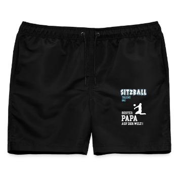 Sitzball Bester Papa Vater Vatertag Geburtstag - Männer Badeshorts - Schwarz - Vorne - AI Model Male 178 light (178cm)