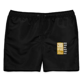 Anti AI Industrial Revolution - Männer Badeshorts - Schwarz - Vorne - AI Model Male 178 light (178cm)