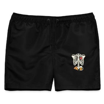 Papa-Skelett Halloween-Bier Pizza lustige Schwangerschaft - Männer Badeshorts - Schwarz - Vorne - AI Model Male 178 light (178cm)