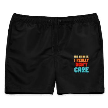 Ist mir wirklich egal. - Männer Badeshorts - Schwarz - Vorne - AI Model Male 178 light (178cm)