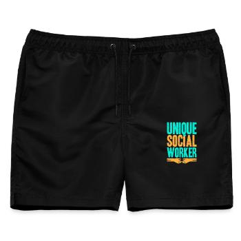 Social Worker Quote Unique Social Work - Männer Badeshorts - Schwarz - Vorne - AI Model Male 178 light (178cm)