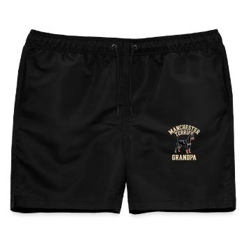 Manchester Terrier Opa Geschenk - Männer Badeshorts - Schwarz - Vorne - AI Model Male 178 light (178cm)