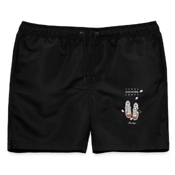 Koreanische Streetwear-Design-Sneaker - Männer Badeshorts - Schwarz - Vorne - AI Model Male 178 light (178cm)