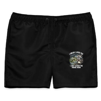 ADHS Waschbär Gemüsefach Kühlschrank Lustig - Männer Badeshorts - Schwarz - Vorne - AI Model Male 178 light (178cm)