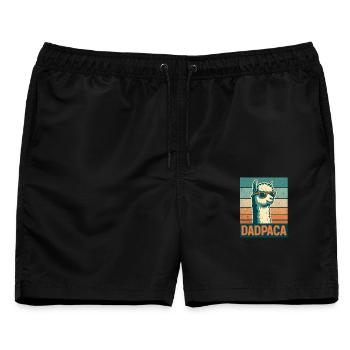 Retro Dadpaca Llama - Männer Badeshorts - Schwarz - Vorne - AI Model Male 178 light (178cm)
