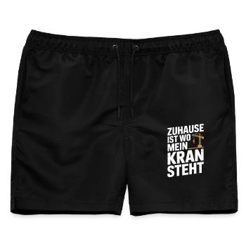  Zuhause Ist Wo Mein Kran Steht Kranfahrer Baukran - Männer Badeshorts - Schwarz - Vorne - AI Model Male 178 light (178cm)