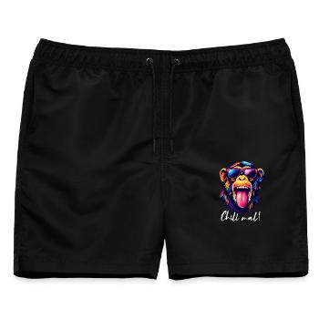 Chill Mal Cooler Pop Art Stil Affe  - Männer Badeshorts - Schwarz - Vorne - AI Model Male 178 light (178cm)