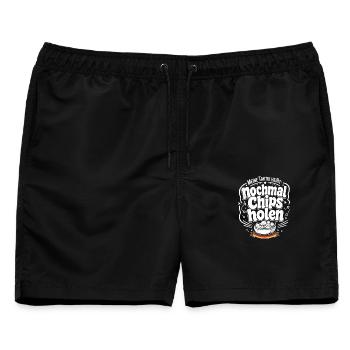 Nochmal Chips holen Taktik - Männer Badeshorts - Schwarz - Vorne - AI Model Male 178 light (178cm)