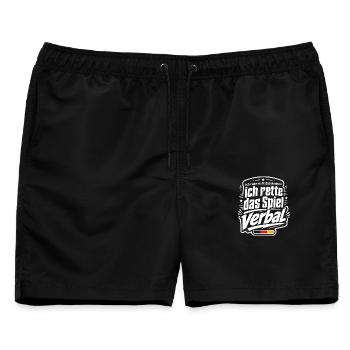 Ich rette das Spiel verbal - Männer Badeshorts - Schwarz - Vorne - AI Model Male 178 light (178cm)