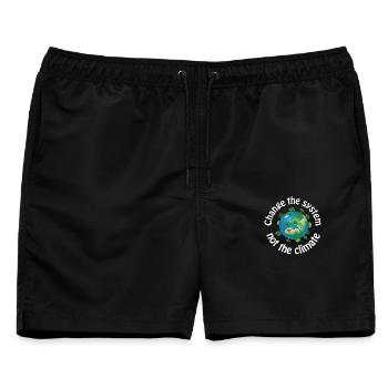 Change the system, not the climate - Männer Badeshorts - Schwarz - Vorne - AI Model Male 178 light (178cm)