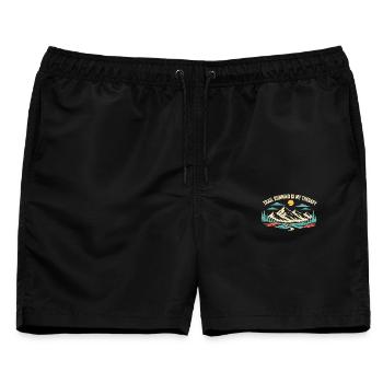 Trailrunning ist meine Therapie - Männer Badeshorts - Schwarz - Vorne - AI Model Male 178 light (178cm)