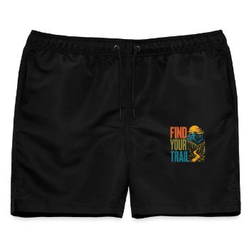 Berge – Finde deine Spur - Männer Badeshorts - Schwarz - Vorne - AI Model Male 178 light (178cm)