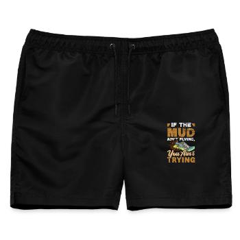 Mädchen Auf Matschigem Hindernislauf - Männer Badeshorts - Schwarz - Vorne - AI Model Male 178 light (178cm)