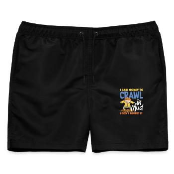 Mädchen Auf Matschigem Hindernislauf - Männer Badeshorts - Schwarz - Vorne - AI Model Male 178 light (178cm)