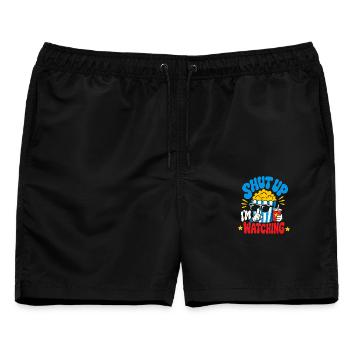 Shut Up I'm Watching Movies - Männer Badeshorts - Schwarz - Vorne - AI Model Male 178 light (178cm)