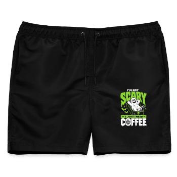 I'm Not Scary I Just Need Coffee - Männer Badeshorts - Schwarz - Vorne - AI Model Male 178 light (178cm)