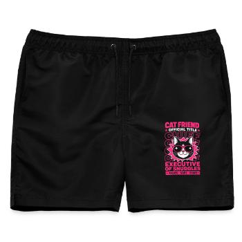 Cat Friend Chief Executive Of Snuggles - Männer Badeshorts - Schwarz - Vorne - AI Model Male 178 light (178cm)