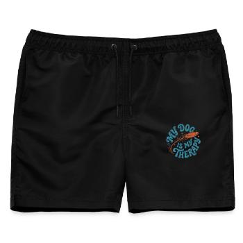 Dog Therapy - Männer Badeshorts - Schwarz - Vorne - AI Model Male 178 light (178cm)