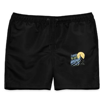 Bergwander-Abenteuer – Ich muss hoch hinein - Männer Badeshorts - Schwarz - Vorne - AI Model Male 178 light (178cm)