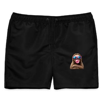 Faultier Kaugummi Sonnenbrille Lustiges Motiv - Männer Badeshorts - Schwarz - Vorne - AI Model Male 178 light (178cm)