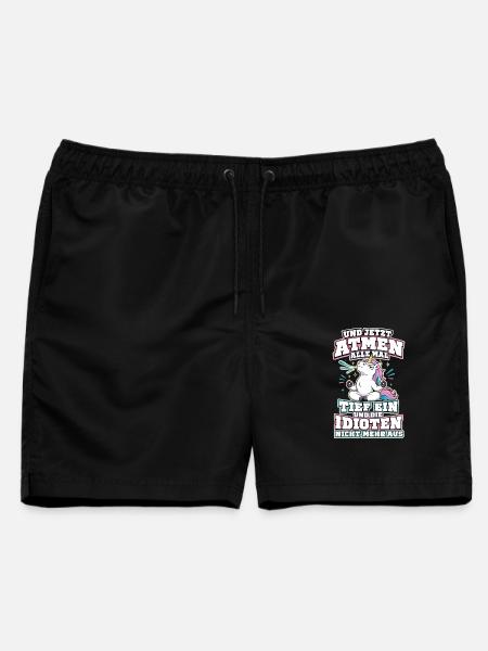 Und Jetzt Atmen Alle Mal Tief Ein Einhorn - Männer Badeshorts - Schwarz