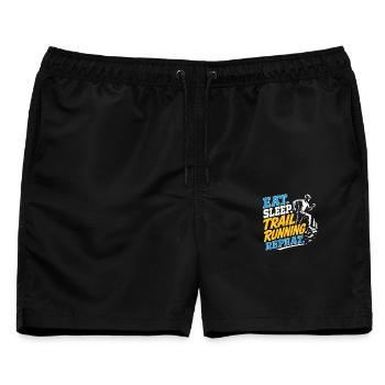 Iss. Schlaf. Trailrunning. Wiederholen Sie sich - Männer Badeshorts - Schwarz - Vorne - AI Model Male 178 light (178cm)