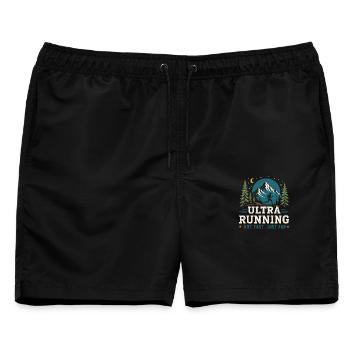 Ultralauf – Nicht schnell, nur weit weg - Männer Badeshorts - Schwarz - Vorne - AI Model Male 178 light (178cm)