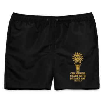 Champions starten mit Frühstückstequila - Männer Badeshorts - Schwarz - Vorne - AI Model Male 178 light (178cm)