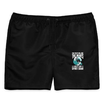  Finde Deinen Flow, Reite Die Wellen Und Lass - Männer Badeshorts - Schwarz - Vorne - AI Model Male 178 light (178cm)