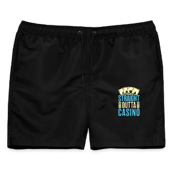 Gambling Fan Straight Outta Casino - Männer Badeshorts - Schwarz - Vorne - AI Model Male 178 light (178cm)