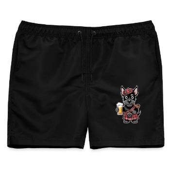 Schottischer Terrier Mit Bier und Pfeife - Männer Badeshorts - Schwarz - Vorne - AI Model Male 178 light (178cm)