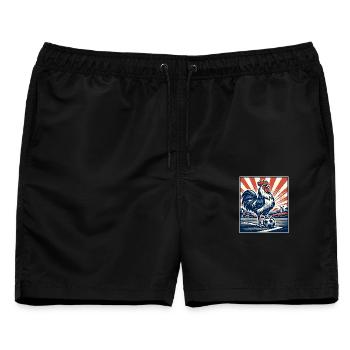 Frankreich Hahn Fußball Fan Motiv Wappentier  - Männer Badeshorts - Schwarz - Vorne - AI Model Male 178 light (178cm)