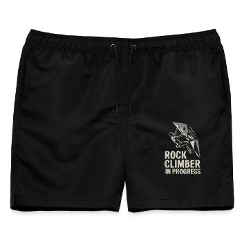  Rock Climber In Progress Klettern Bouldern - Männer Badeshorts - Schwarz - Vorne - AI Model Male 178 light (178cm)