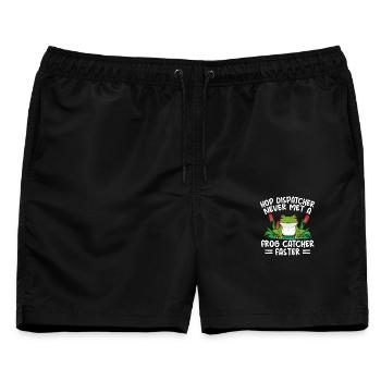 Frog Catcher Hop Dispatcher Never Met A Catcher - Männer Badeshorts - Schwarz - Vorne - AI Model Male 178 light (178cm)