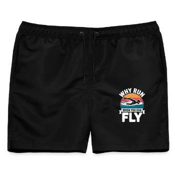  Why Run When You Can Fly Schwimmer Spruch Retro - Männer Badeshorts - Schwarz - Vorne - AI Model Male 178 light (178cm)
