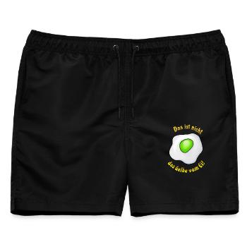 Das ist nicht das Gelbe vom Ei! - Wortwitz-Design - Männer Badeshorts - Schwarz - Vorne - AI Model Male 178 light (178cm)