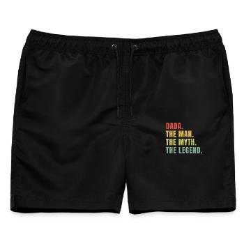 Dada Man Myth Legend – lustiges Zitat - Männer Badeshorts - Schwarz - Vorne - AI Model Male 178 light (178cm)
