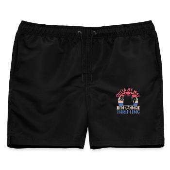 Thrift Shopper Outta My Way I´m Going Thrifting - Männer Badeshorts - Schwarz - Vorne - AI Model Male 178 light (178cm)