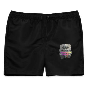Lautes Handy im Zug Techno Meme - Männer Badeshorts - Schwarz - Vorne - AI Model Male 178 light (178cm)