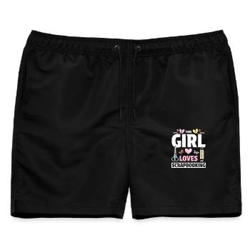 Mädchen liebt Scrapbooking - Männer Badeshorts - Schwarz - Vorne - AI Model Male 178 light (178cm)